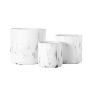 SET DE MACETAS DE CERAMICA COLOR BLANCO 3 PC