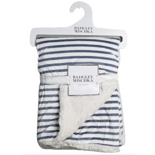 MANTA TIPO SHERPA PARA BEBE CON RAYAS GRISES 76*101 CM