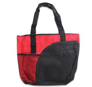 BOLSA DE POLIESTER ROJO Y NEGRO 46x37 CM