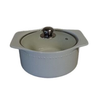 CACEROLA DE CERAMICA CON TAPA DE VIDRIO 26 X 10 CM