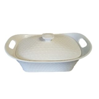 CACEROLA DE CERAMICA CON TAPA 20 X 6.5 CM