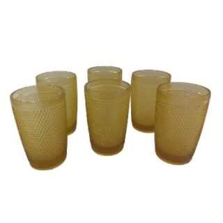 SET DE VASOS AMARILLOS DE VIDRIO 6 PC 8 x 13 CM