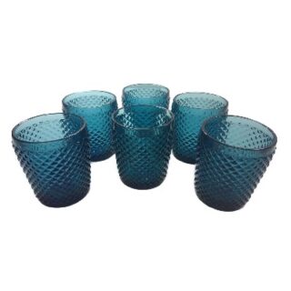 SET DE VASOS AZULES DE VIDRIO 6 PC 8 x 10 CM
