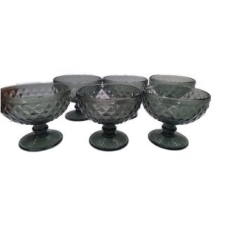 SET DE COPAS NEGRAS DE VIDRIO PARA HELADO 6 PC 12 X 10 CM