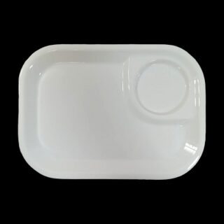 BANDEJA DE CERAMICA BLANCA 29.5 X 21.5 X 2.5 CM