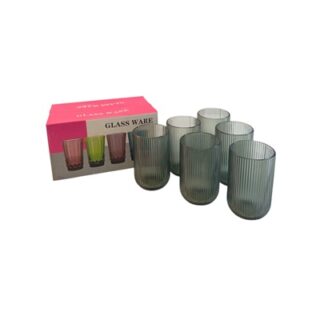 SET DE VASOS DE VIDRIO 6 PC 360 ML COLOR HUMO