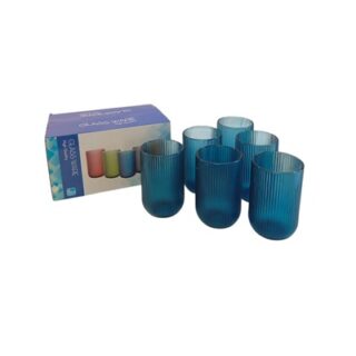 SET DE VASOS DE VIDRIO 6 PC 360 ML COLOR AZUL