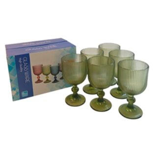 SET DE COPAS DE VIDRIO COLOR VERDE 6 PC 300 ML VERDE