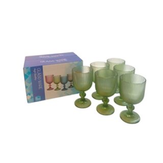 SET DE COPAS DE VIDRIO COLOR VERDE 6 PC 240 ML