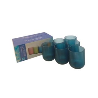 SET DE VASOS DE VIDRIO COLOR AZUL 6 PC 240 ML