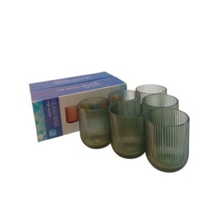 SET DE VASOS DE VIDRIO COLOR HUMO 6 PC 240 ML