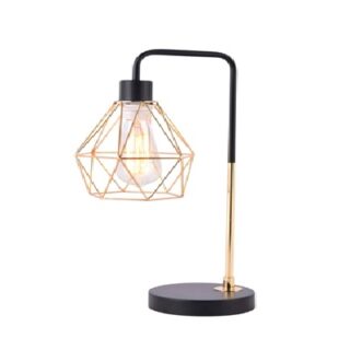 LAMPARA DE MESA COLOR NEGRA CON ORO 120 V 25 CM