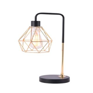 LAMPARA DE MESA COLOR ROSADO Y ORO 120 V 25 CM