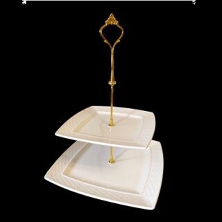 FRUTERO DE CERAMICA BLANCA 2 NIVELES 26 X 35 CM