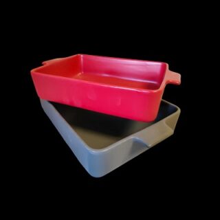 SET DE BANDEJAS DE CERAMICA 2 PC GRIS Y ROJO