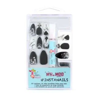 SET DE UÑAS POSTIZAS 24 UÑAS COLOR NEGRO