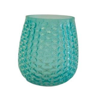 TARRO DE VIDRIO TURQUESA ORNAMENTAL 10 CM