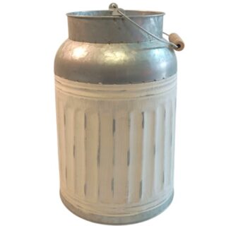 RECIPIENTE DE LATA GALGANIZADA CON MADERA 28 CM