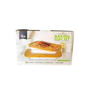 JUEGO DE PLATOS PARA HORNEAR CON TAPA DE BAMBU ECO+CHEF