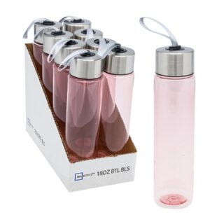 BOTELLA DE PLASTICO COLOR ROSADO 18 OZ