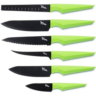 SET DE CUCHILLOS DE ACERO 6 PC EDGE BELGRAVIA MANGO VERDE