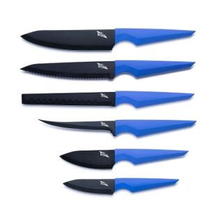 SET DE CUCHILLOS DE ACERO 6 PC EDGE BELGRAVIA MANGO AZUL