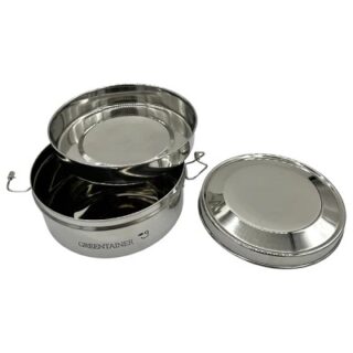 CONTENEDOR REDONDO DE 2 NIVELES DE ACERO INOXIDABLE