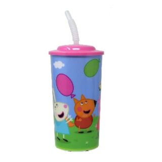 VASO CON PAJILLA 16 OZ PEPPA PIG