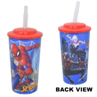 VASO CON TAPADERA Y PAJILLA 16 OZ -SPIDERMAN-