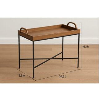 MESA CON BANDEJA DE NACAR COLOR CREMA 57.8 CM