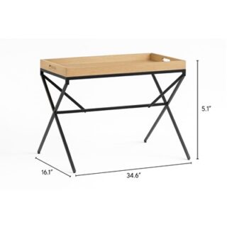 MESA CON BANDEJA DE NACAR Y MADERA AZUL 57.8 X 38.1 CM