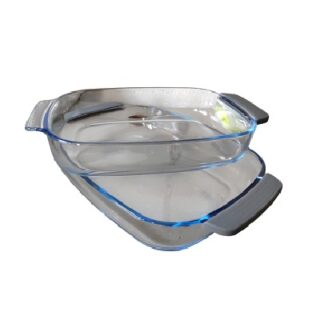 SET DE BANDEJAS DE VIDRIO CON MANGO DE SILICON 2 PC