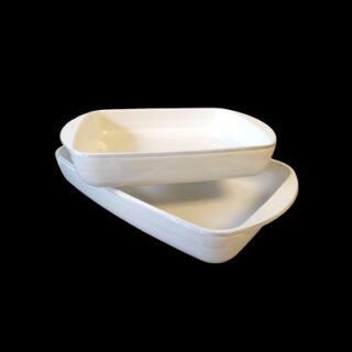 SET DE BANDEJAS DE CERAMICA COLOR BLANCO 2 PC