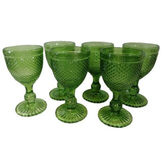 SET DE COPAS VERDES DE VIDRIO 6 PC 9 x 17 CM