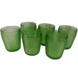 SET DE VASOS VERDES DE VIDRIO 6 PC 8x10 CM