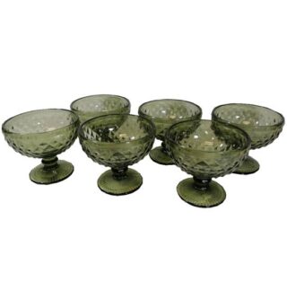 SET DE COPAS VERDES DE VIDRIO PARA HELADO 6 PC 12x10 CM