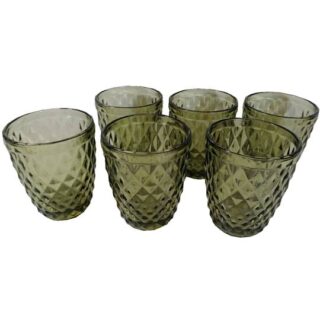 SET DE VASOS VERDES DE VIDRIO 6 PC 8 x 10 CM