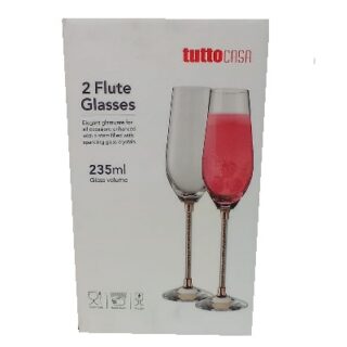COPA DE FLAUTA DE VIDRIO 2 PC 235 ML TUTTO CASA 4 X 23 CM