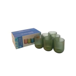 SET DE VASOS DE VIDRIO COLOR VERDE 6 PC 240 ML
