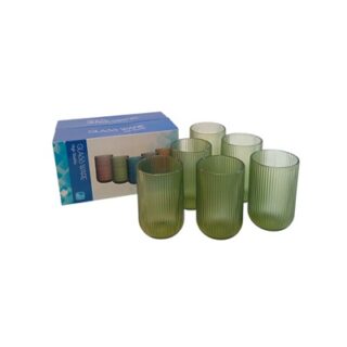 SET DE VASOS DE VIDRIO 6 PC 360 ML COLOR VERDE