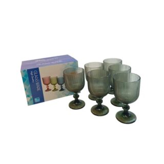SET DE COPAS DE VIDRIO COLOR AHUMADO 6 PC 300 ML HUMO
