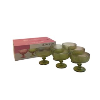 SET DE COPAS DE VIDRIO COLOR VERDE 6 PC