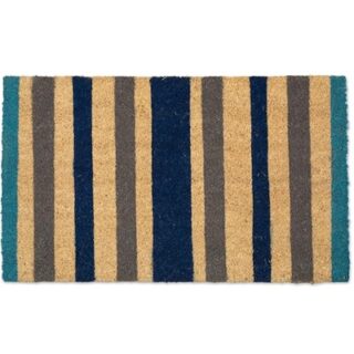 ALFOMBRA DE FELPA COLOR AZUL CON RAYAS 75 X 44 CM
