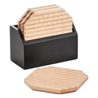 SET DE PORTA VASOS 4 PC DE MADERA