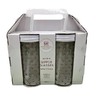 VASOS DE VIDRIO CON TAPADERA 436 ML 4 PC