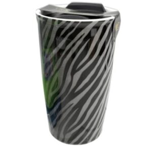 VASOS DE CERAMICA CON TAPA 12 OZ ZEBRA