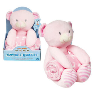 COBIJA 90X75 OSO DE PELUCHE 24 CM ALTURA ROSA