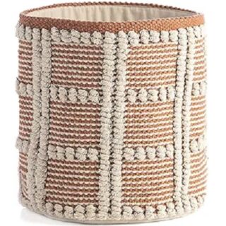 CESTA DE TRAPO COLOR NARANJA Y BLANCO