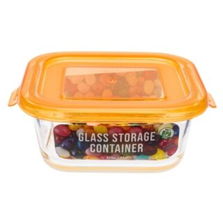 CONTENEDOR DE VIDRIO CON TAPADERA PLASTICA 320 ML