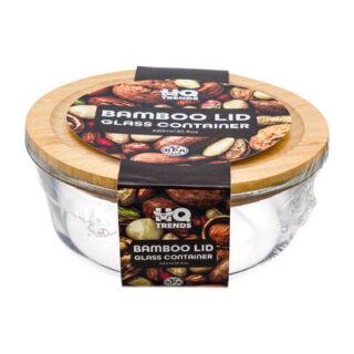 CONTENEDOR DE VIDRIO CON TAPADER MADERA 620 ML